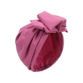 Fashionable rose red turban hat featuring a large decorative bow and elastic band - Rose Pink