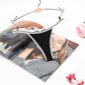 String en coton noir côtelé pour femme avec taille basse sur cintre rose doré - S / Noir