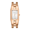 Orologio al quarzo elegante in oro rosa con quadrante rettangolare e cinturino in metallo - Oro Rosa Bianco