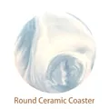 Round ceramic coaster featuring blue and white marble texture on a white background - Blue Round Marble Texture Ceramic Pad / Blue