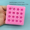 Detailed size view of pink 16-cavity star silicone mold for DIY crafts and baking - Silicone / 16-Cavity Pentagram - Pink