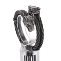 Punk vintage wolf head cable bracelet in antique dark gray steel finish for men - Dark Grey (KB163316-KFC)