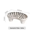 Ceramic zebra print geometric pedestal tray 19.5x13x5.4cm for dessert or jewelry - N/A / Zebra Print Geometric Plate