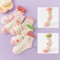 Toddler girl summer mesh socks with strawberry print and lace edge in pink and beige - Mesh Sweet Rabbit / 3-5 Years (Feet length 13-15cm)