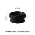 Short black ceramic petal cat bowl with elevated design and 180ml capacity for pets - Short Version / Black
