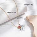 Gouden roestvrijstalen ketting met hart hanger, rode edelsteen en diamanten - NK-106 Gouden Rood Hart Ketting