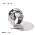 Anillo de acero inoxidable plateado pulido, 1,7 cm de diámetro, JDR2304026-S - US 6 / Estilo Liso Grande Plateado (JDR2304026-S)