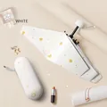 Cream white folding umbrella with gold heart patterns and matching capsule storage case - Moonlight White (Heart Mini)