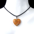 Natural yellow agate heart pendant on black cord necklace for women jewelry - Crazy Agate