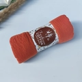 Pleated cotton viscose scarf in orange-red brick color with handmade paper sleeve wrapping - Style #70