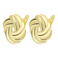 Detailed view of polished gold knotted earrings with intricate geometric woven design - Gold Knot (Style 8)