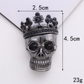 Accessoire tête de mort couronne en métal noir avec zircons noirs, taille 2,5x4,5cm - Tête de Fantôme 3D Noir de Fusil (D2141)