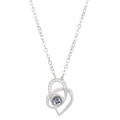 Silver heart necklace with 100 languages I Love You projection stone and crystal stones - Style 01 White Gold Tone (N-822)