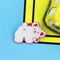 Cute white cartoon bear acrylic pin with red outlines for girl's backpack accessory - Cha Cha Bear