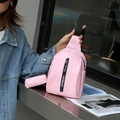 Pink sporty chest bag with matching coin purse and adjustable strap for women - Pink
