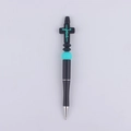 Custom black cross beaded pen with teal Jesus engraving and stylish silicone accents - Cross