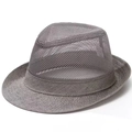 Ανδρικό γκρι δικτυωτό καπέλο fedora με προστασία από τον ήλιο και στρογγυλεμένο γείσο - Γκρι