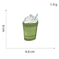 Detail view of matcha latte embroidery patch showing 8cm height and 4.8cm width specs - Style 6 Milk Foam Drink Patch