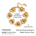 Bracciale a catena con maglie a cuore in acciaio inossidabile dorato lucido 19cm - Cuore (YYB025049)