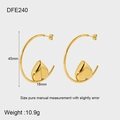 Detailed technical shot of gold heart hoop earrings with precise size measurements - Heart Pendant (DFE240) / Gold