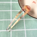 Pink and yellow marbled acetate U-shaped hair pin with a modern minimalist design - 20# (Thin) Pink + Yellow U-Shaped Acetate Hair Fork