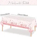 Detailed size chart for pink Happy Birthday tablecloth, 137x274cm, waterproof party cover - Rose Gold Balloon Party