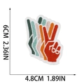 Detailed view of colorful victory hand gesture embroidered patch with dimension markings - Victory V-Gesture (W3HD-125-09)