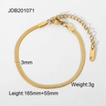 Goldenes 3mm Schlangenketten-Fußkettchen mit 18K Goldbeschichtung und 165mm+55mm Länge - Schlangenknochenkette (JDB201071)