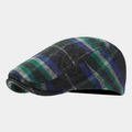 Détail de la casquette gavroche à carreaux multicolores avec laine et couture fine - Taille unique / Vert