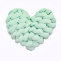 Hand-knotted light green heart-shaped pillow made of soft woven core-spun yarn for home decor - Light Green