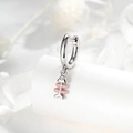 Orecchini a cerchio in argento con ciondolo a lisca di pesce in smalto rosa - Stile Lisca di Pesce Rosa (A986-2#)