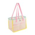 Large mesh beach bag with candy color handles for shower storage and shopping - Mixed Pink