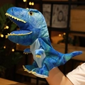 Blue dinosaur plush hand puppet with yellow teeth and claws for storytelling - 35cm / Blue Dinosaur