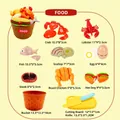 Kids play food set with cooked seafood and meat models in a brown storage bucket - Cooked Food Theme