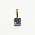 Golden round pendant featuring a square-cut blue birthstone crystal for DIY necklaces - Gold - March