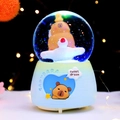 Blue and green gradient Capybara snow globe music box with sparkling glitter flakes - 2412 Brown / Large Size 100+ Spins + Snow + Colored Lights + Music