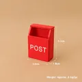 Miniature red wooden Christmas dollhouse mailbox with white POST text, 5.1cm height - Mailbox 1-Piece
