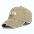Vintage distressed khaki cotton baseball cap with New York 1625 embroidery - Khaki