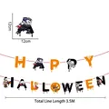 Banderole Happy Halloween avec motifs de vampire et momie, guirlande de 3,5 mètres - WQWS-LQ05-Bannière de Monstre de Dessin Animé