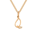 Minimalist cursive letter Q pendant necklace with heart cut-out in rose gold finish - Letter Q (Q-Rose Gold) / Rose Gold