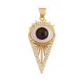 Evil eye triangular charm in gold finish with sparkling white zircons and brown eye detail - L559878-Gold Dark Red Eye Triangle