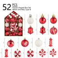 Set di 52 decorazioni natalizie rosse e bianche con palline e stelle in scatola a casa - Set da 52 pezzi / Bianco e Rosso Tipo B