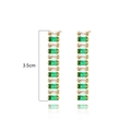 Elegant 3.5cm gold emerald and white zircon earrings with alternating baguette gems - Long Studs