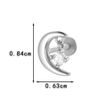 Silver crescent moon ear stud with square zirconia and flat back labret piercing - Crescent with Square Gem (0195-8#) / Silver