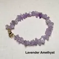 Detailed view of natural lavender amethyst chip stone bracelet with golden lobster clasp - Lavender Amethyst