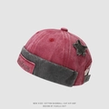 Detalle de gorro miki infantil con parche de estrella y bordado Britney en algodón lavado - 50cm (Recomendado 1-3 Años) / Burdeos