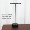 Minimalist black metal T-bar earring display stand with hexagonal base for jewelry - Hexagonal Base Large / Black