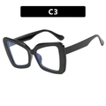 Oversized black cat-eye glasses frame C3 with anti-blue light clear lenses for women - Glossy Black Clear Lens