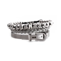 Conjunto de 3 pulseras plateadas con cuentas de corona, banda trenzada y brazalete hebilla - Plateado