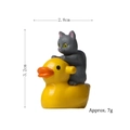 Miniature gray cat figurine riding yellow duck, resin garden ornament 3.2cm 7g - Grey Cat Riding Duck